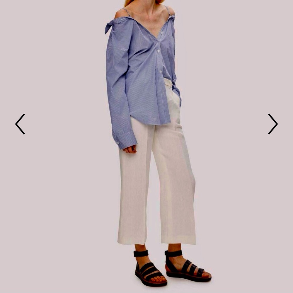 Theory 100% linen wide leg pants size 8